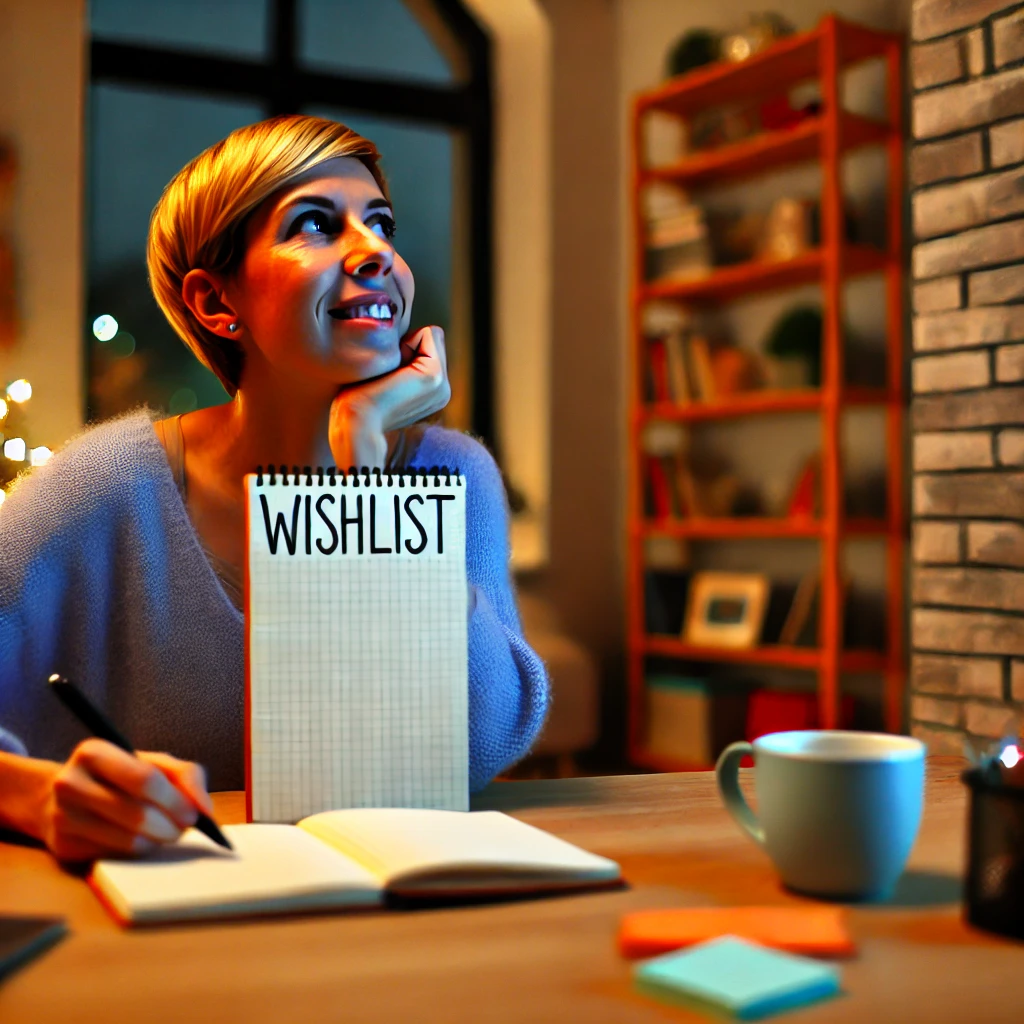 Persoană creând o listă de dorințe